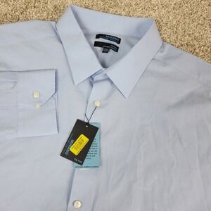 NWT Murano Mens 3XB Solid Blue Performance Stretch Button Up Long Sleeve